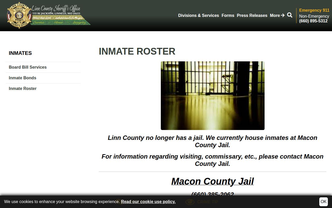 Official Linn County no-jail notice